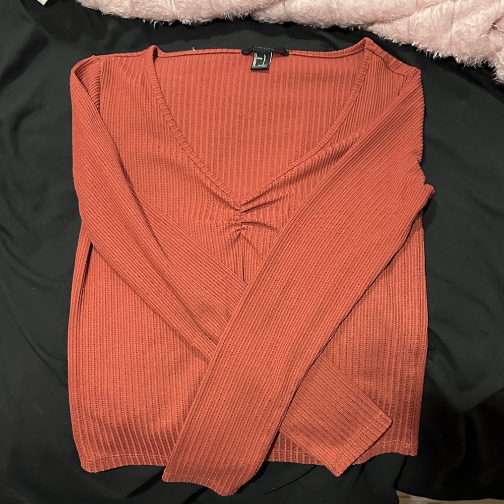 Forever 21 Terracotta V-Neck Sweater